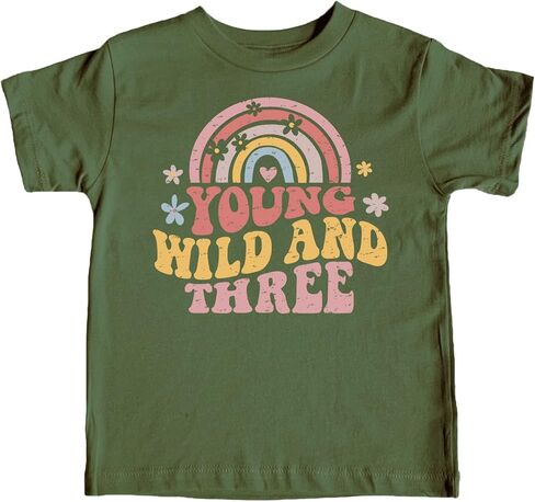 قميص عيد الميلاد الثالث الرائع بألوان قوس قزح من Young Wild Three للرضع والأطفال الصغار والبنات في عيد الميلاد الثالث in Saudi Arabia