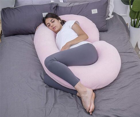 1 MIDDLE ONE Pregnancy Pillow, C Shaped Full Body Pillow for Maternity Support and Pregnant Women Sleeping with Velvet Cover (Dark Grey) in Saudi Arabia