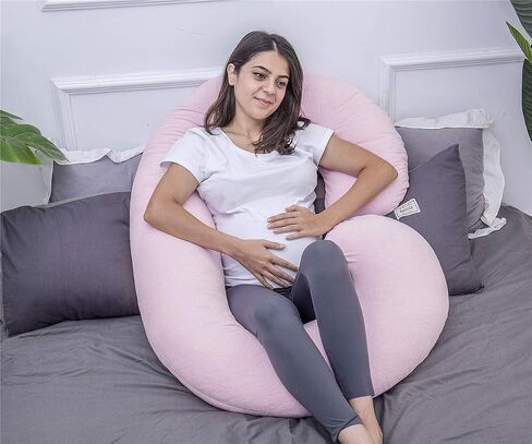 1 MIDDLE ONE Pregnancy Pillow, C Shaped Full Body Pillow for Maternity Support and Pregnant Women Sleeping with Velvet Cover (Dark Grey) in Saudi Arabia