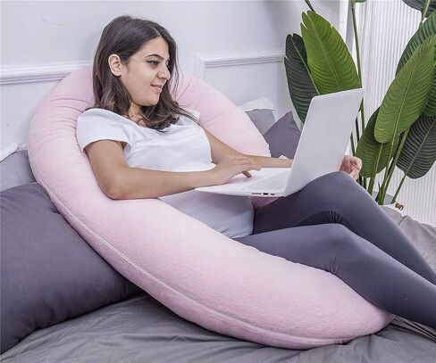 1 MIDDLE ONE Pregnancy Pillow, C Shaped Full Body Pillow for Maternity Support and Pregnant Women Sleeping with Velvet Cover (Dark Grey) in Saudi Arabia
