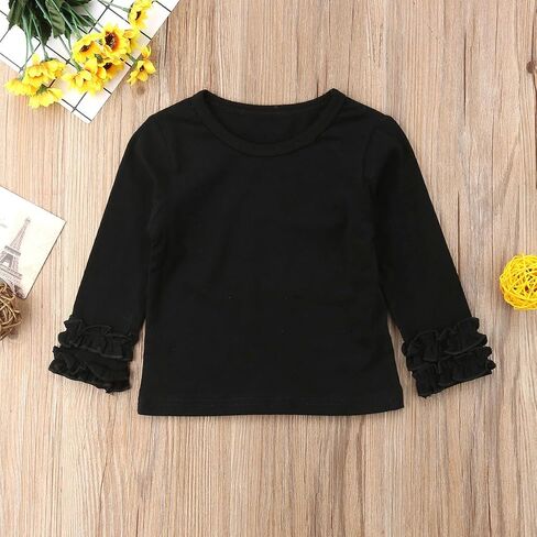 Toddler Baby Boy Girl Basic Solid Plain Organic Cotton T Shirts Tops Long Sleeve Tee Shirt Girls Clothes in Saudi Arabia