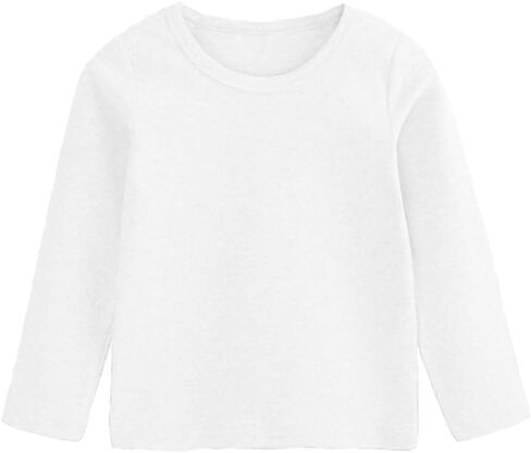 Toddler Baby Boy Girl Basic Solid Plain Organic Cotton T Shirts Tops Long Sleeve Tee Shirt Girls Clothes in Saudi Arabia