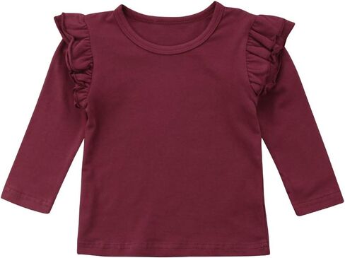 Toddler Baby Boy Girl Basic Solid Plain Organic Cotton T Shirts Tops Long Sleeve Tee Shirt Girls Clothes in Saudi Arabia