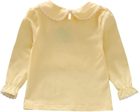 Baby Girls Long Sleeves Solid Color Doll Collar T-Shirt Blouse Toddler Kids Basic Pullover Bottom Tops in Saudi Arabia