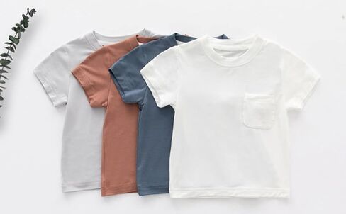 SUZEL بيبي بنين بنات تي شيرت الصلبة قصيرة الأكمام بلايز الأبيض الخيزران فسكوزي تي شيرت الملابس in Kuwait