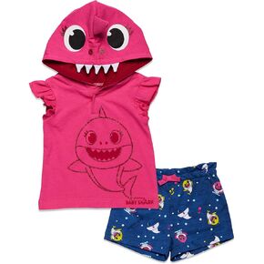 Pinkfong Baby Shark Mommy Shark T-Shirt and French Terry Shorts Outfit Set Newborn to Little Kid