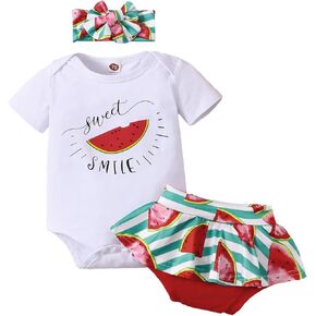 Haokaini الوليد الرضع طفل الفتيات ملابس الصيف قصيرة الأكمام رومبير الفاكهة طويلة متوهج السراويل البطيخ الليمون الملابس مجموعة in Kuwait