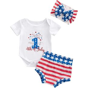 Newborn Baby Girl Easter Outfit Bunny Romper Onesie Shorts Set Rabbit Pompoms Tail Bloomer with Headband