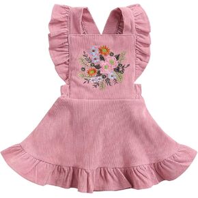 MERSARIPHY Baby Girls Suspender Dress Infant Embroidered Straps Skirt Overall Dresses Winter Fall Clothes