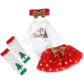 Vedext Bodysuit+Tutu Skirt+Leg Warmers+Bow Headband Christmas Outfits Set in Saudi Arabia