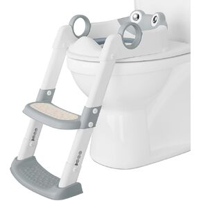 Potty Training Seat with Step Stool Ladder for Toddlers as a Potty Training Toilet Anti-Slip Safe Pads Adjustable Height Legs Gray