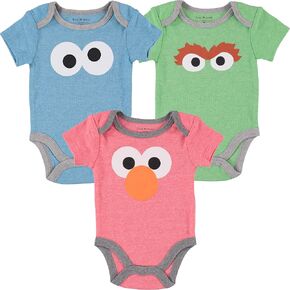 Happy Threads baby-boys Sesame Street Baby Boys' Elmo Cookie Monster Bodysuit Multi Pack Gift Set in Saudi Arabia