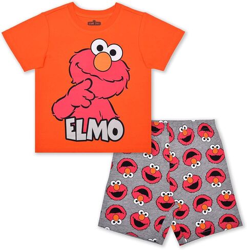 طقم تي شيرت وسروال قصير من Sesame Street Elmo وCookie Monster وOscar Boys للرضع والأطفال الصغار - أبيض/برتقالي/رمادي in Kuwait