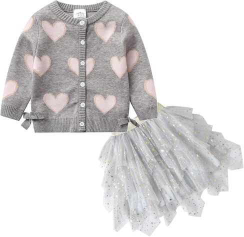 DXTON Toddler Girls Dresses Winter Long Sleeve Party Dresses 2pcs Casual T-Shirt and Tutu Skirt Set in Saudi Arabia