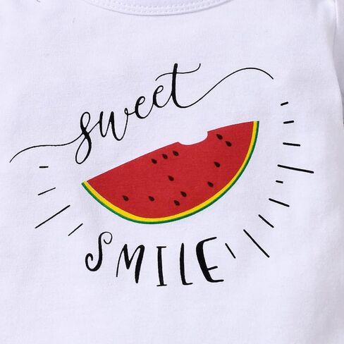 Haokaini الوليد الرضع طفل الفتيات ملابس الصيف قصيرة الأكمام رومبير الفاكهة طويلة متوهج السراويل البطيخ الليمون الملابس مجموعة in Kuwait