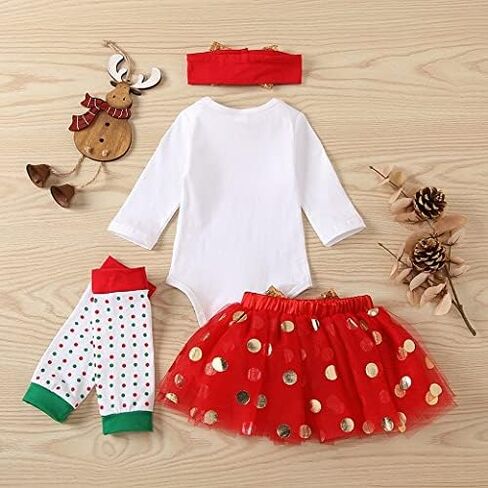 Vedext Bodysuit+Tutu Skirt+Leg Warmers+Bow Headband Christmas Outfits Set in Saudi Arabia
