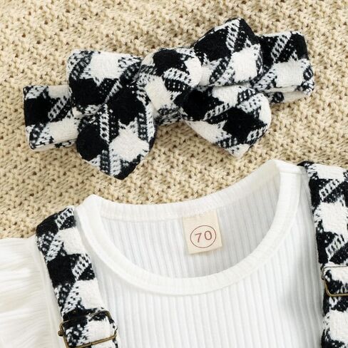 ملابس الفتيات حديثي الولادة من Zero2Seven فستان بحمالات ملابس رومبير مضلع + تنورة زهرية + مجموعة ملابس عصابة رأس in Kuwait