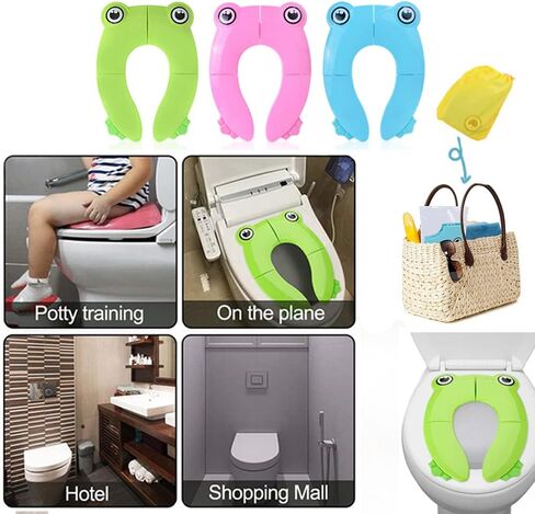 Safcare Folding Large Non-Slip Potty Training Seat for Boys and Girls, Travel Portable Reusable Toddlers Toilet Seat Covers Liners Fits Round & Oval Toilets with Carry Bag in Saudi Arabia