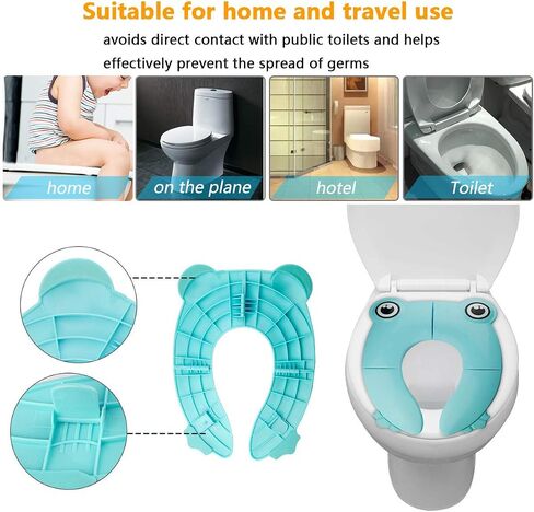 Safcare Folding Large Non-Slip Potty Training Seat for Boys and Girls, Travel Portable Reusable Toddlers Toilet Seat Covers Liners Fits Round & Oval Toilets with Carry Bag in Saudi Arabia