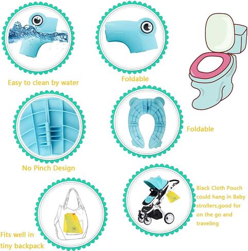 Safcare Folding Large Non-Slip Potty Training Seat for Boys and Girls, Travel Portable Reusable Toddlers Toilet Seat Covers Liners Fits Round & Oval Toilets with Carry Bag in Saudi Arabia