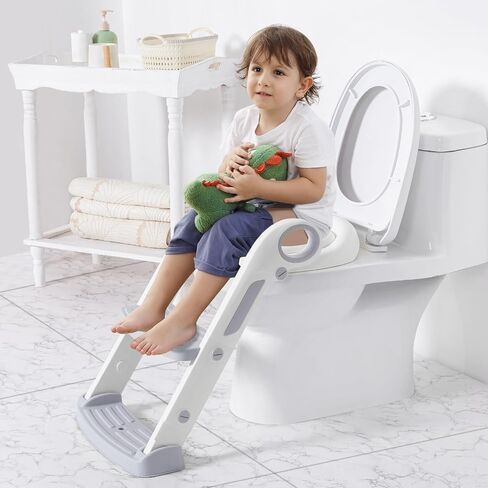 Potty Training Toilet for Boys and Girls - 2023 New Toddler Potty Toilet Seat with Anti-slip Design, Soft Cushion and Built-in Splash Guard, Toddler Step Stool, Purple Grey in Saudi Arabia