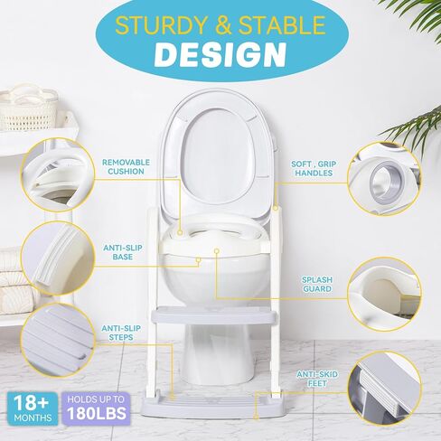 Potty Training Toilet for Boys and Girls - 2023 New Toddler Potty Toilet Seat with Anti-slip Design, Soft Cushion and Built-in Splash Guard, Toddler Step Stool, Purple Grey in Saudi Arabia