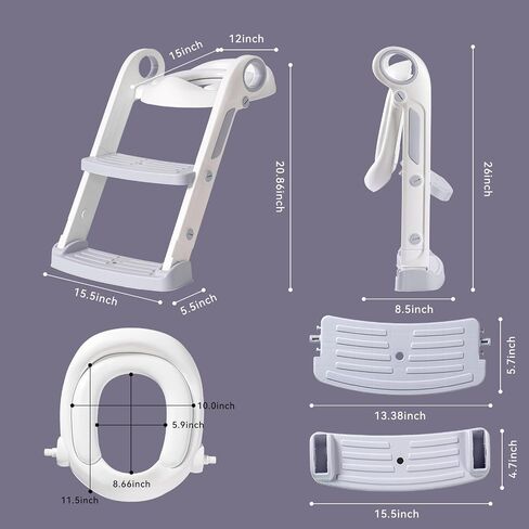 Potty Training Toilet for Boys and Girls - 2023 New Toddler Potty Toilet Seat with Anti-slip Design, Soft Cushion and Built-in Splash Guard, Toddler Step Stool, Purple Grey in Saudi Arabia