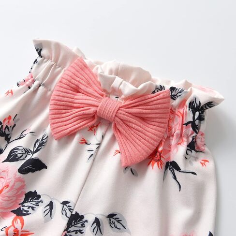 Newborn Infant Baby Girl Clothes Ruffle Short Sleeve Romper and Floral Shorts with Headband 3PCS Set in Saudi Arabia