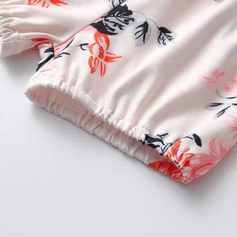 Newborn Infant Baby Girl Clothes Ruffle Short Sleeve Romper and Floral Shorts with Headband 3PCS Set in Saudi Arabia
