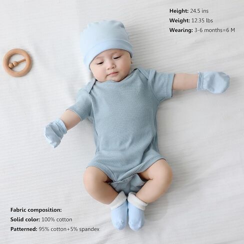 MAMIMAKA Newborn Baby Short Sleeve Bodysuit Cotton One-Piece Baby Clothes 5-Pack, 0-12 Months in Saudi Arabia