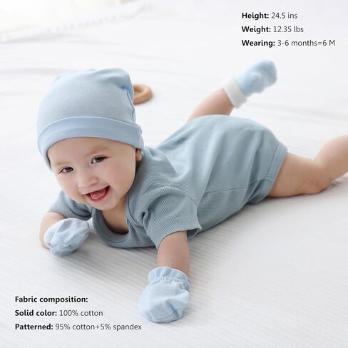 MAMIMAKA Newborn Baby Short Sleeve Bodysuit Cotton One-Piece Baby Clothes 5-Pack, 0-12 Months in Saudi Arabia