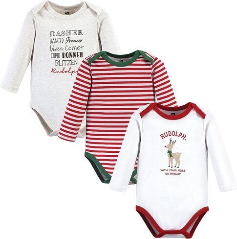 Hudson Baby Boys Cotton Long-sleeve Bodysuits And Toddler T-Shirt Set, Rudolph Reindeer, 9-12 Months US in Kuwait