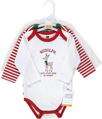 Hudson Baby Boys Cotton Long-sleeve Bodysuits And Toddler T-Shirt Set, Rudolph Reindeer, 9-12 Months US in Kuwait