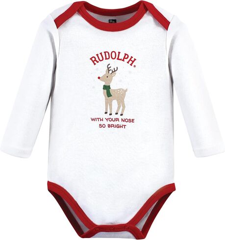 Hudson Baby Boys Cotton Long-sleeve Bodysuits And Toddler T-Shirt Set, Rudolph Reindeer, 9-12 Months US in Kuwait