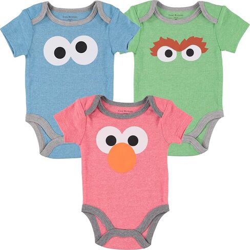 Happy Threads baby-boys Sesame Street Baby Boys' Elmo Cookie Monster Bodysuit Multi Pack Gift Set in Kuwait