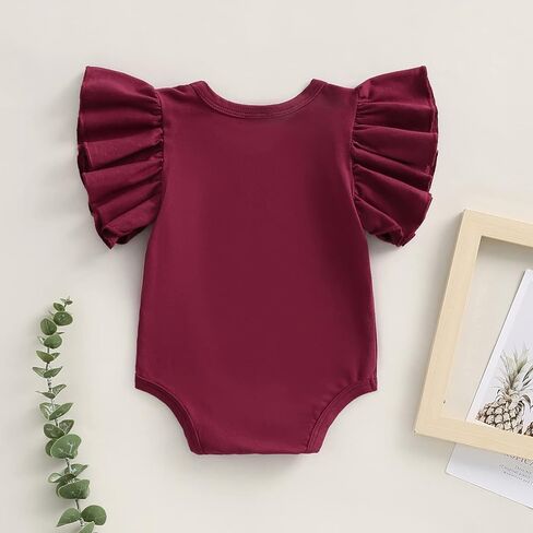 Newborn Infant Baby Girl Solid Ruffle Romper Bodysuit Jumpsuit Casual Clothes One Piece Outfit in Saudi Arabia