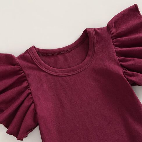 Newborn Infant Baby Girl Solid Ruffle Romper Bodysuit Jumpsuit Casual Clothes One Piece Outfit in Saudi Arabia