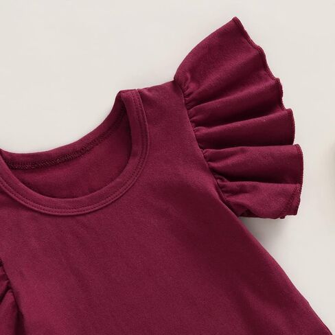 Newborn Infant Baby Girl Solid Ruffle Romper Bodysuit Jumpsuit Casual Clothes One Piece Outfit in Saudi Arabia
