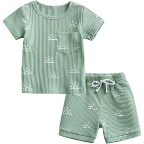 Toddler Infant Baby Boy Dinosaur Clothes Set Short Sleeve T-Shirt Tops Shorts Summer Outfits in Kuwait