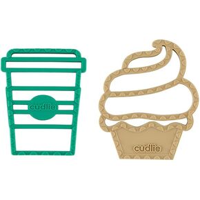 Cudlie 2-Pack Food Grade Silicone Teether - BPA Free, Fun Food Shapes for Soothing Baby's Sore Gums