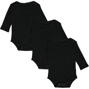 3 Pack Unisex Baby Long Sleeve Romper 100% Cotton Solid Color Infant Bodysuit, Newborn-24 Months in Saudi Arabia
