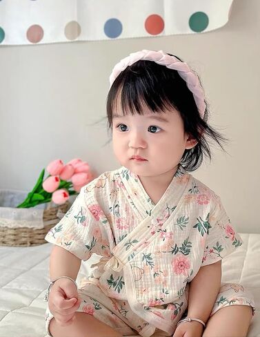 BINIDUCKLING Baby Kimono Cotton Muslin Romper Clothes Newborn - 24 Months in Kuwait