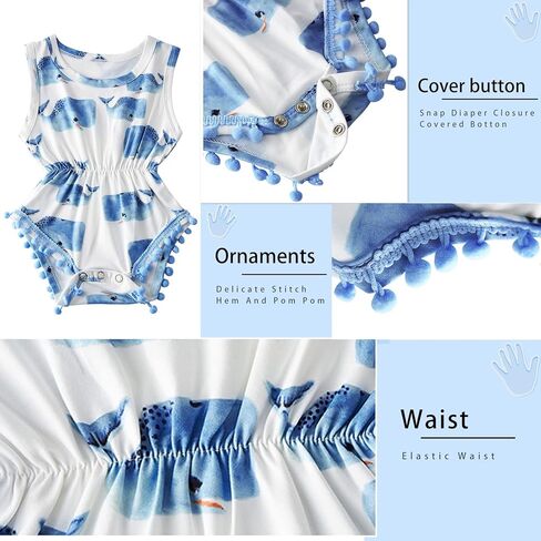 UNICOMIDEA بدلة قطعة واحدة للفتيات الصغيرات حديثي الولادة بدون أكمام من قطعة واحدة بوم بوم مع عصابة رأس 0-24 شهرًا in Kuwait