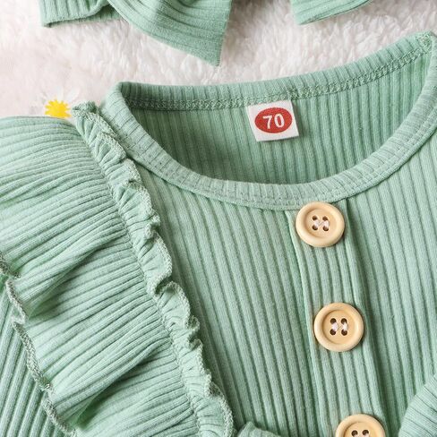 GRNSHTS Newborn Baby Girl Clothes Ruffle Solid Sweater Long Sleeve Romper+Hairband+Socks 3Pcs Fall Winter Outfits in Saudi Arabia