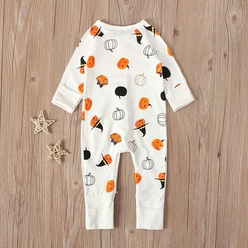 Noubeau Baby Boys Girls Halloween Clothes Newborn Ghost Long Sleeve Romper Toddler Pumpkin Print Jumpsuit Halloween Outfits in Saudi Arabia