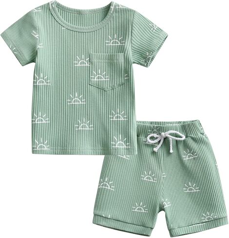 Toddler Infant Baby Boy Dinosaur Clothes Set Short Sleeve T-Shirt Tops Shorts Summer Outfits in Saudi Arabia