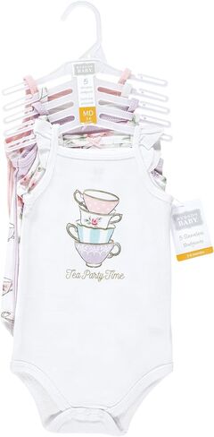 Hudson Baby Unisex Baby Cotton Sleeveless Bodysuits, Tea Party, 18-24 Months in Saudi Arabia
