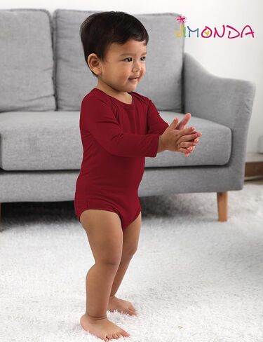 Jimonda Rayon From Bamboo Baby Bodysuit Long Sleeve Boy Girl Romper Soft | Stretchy, Lightweight, Viscose, Unisex Newborn Clothes, Infant One Piece, Tag free, Easy Diaper Changes, Spring Summer Fall in Saudi Arabia