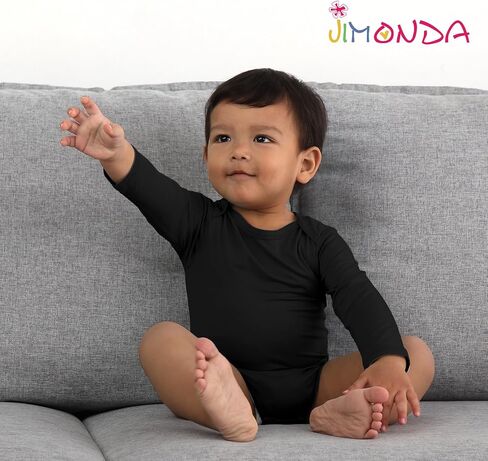 Jimonda Rayon From Bamboo Baby Bodysuit Long Sleeve Boy Girl Romper Soft | Stretchy, Lightweight, Viscose, Unisex Newborn Clothes, Infant One Piece, Tag free, Easy Diaper Changes, Spring Summer Fall in Saudi Arabia