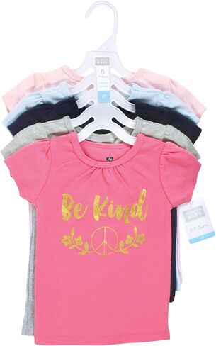 Hudson Baby Unisex Baby Short Sleeve T-Shirts, Be Kind, 4 Toddler in Kuwait